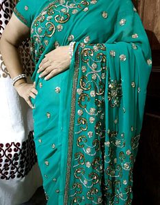 Elegant Teal Embroidered Saree