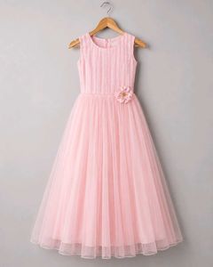 Girls Pink Party Wear Long Frock