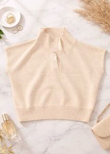 Sleeveless Collared Knit Crop Top