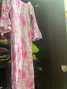Pink Rose Print Kurta set