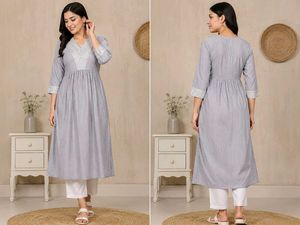 Elegant lavender Striped Kurta