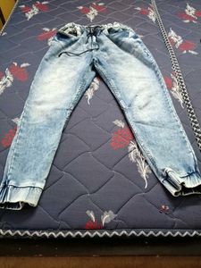Trendy Blue Denim Joggers
