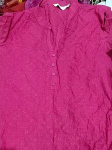 Vibrant Red Embroidered Kurta