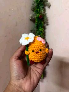 Cute Crochet Chick Keychain