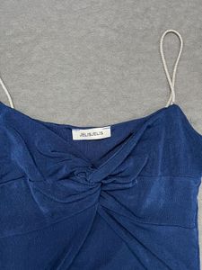 Blue Crop Top and Flare Pants Set