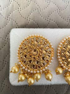 Elegant Gold Plated Pearl Stud Earrings