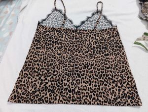 Leopard Print Cami Top with Lace Trim