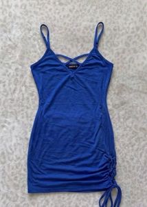 Royal Blue Ruched Spaghetti Strap Dress