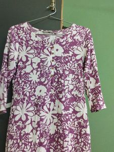 Purple Floral Print Kurta