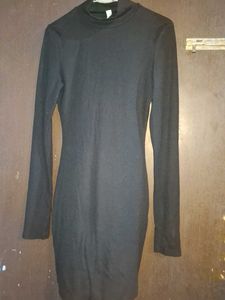 Classic Black Mock Neck Long Sleeve Dress