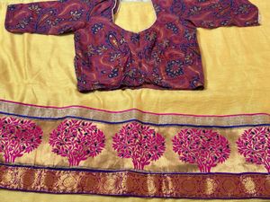 Yellow Saree with Brocade Blouse