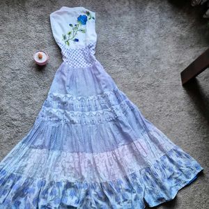 Blue Tiered Long Frock