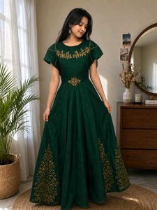 Elegant Green Embroidered Gown