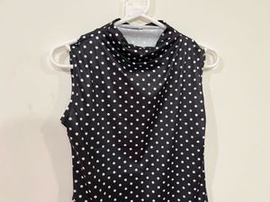 Black Polka-Dot Cowl Neck Top