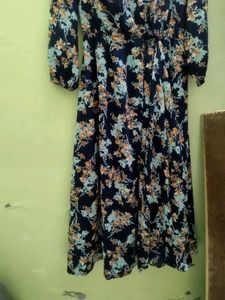 Navy Floral Print Maxi Dress