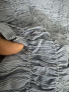 Blue &amp; White Striped Ruched Top