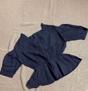 Chic Navy Blue Wrap Top
