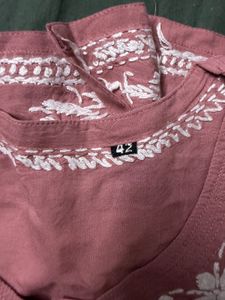 chikankari pink kurti short