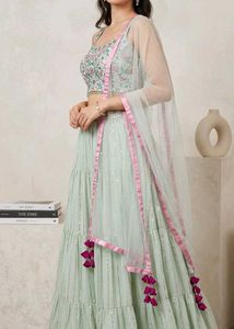 Mint Green Tiered Lehenga Choli