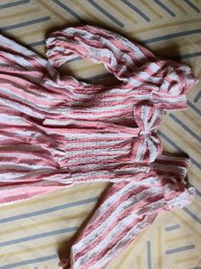 Chic Pink &amp; White Striped Midi Dress