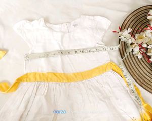 Cute Floral Girls Dress White And Yellow Combinati