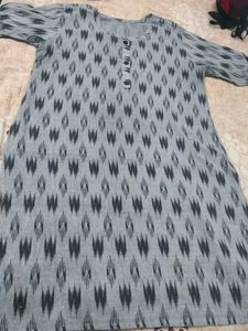Grey Ikat Print Kurta