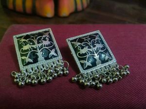 Oxidised Black &amp; silver Combination Earrings.