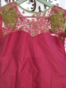Front Open Gown With Sharara And Net Dupatta