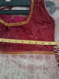 Elegant Maroon and White Ethnic Gown