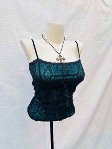 Gothic Lace Trim Cami Top