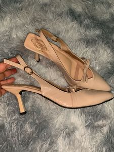 Chic Nude Slingback Heels with Bow Detail