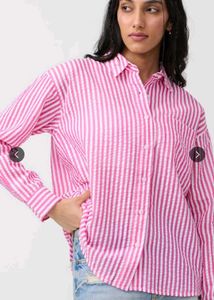 Pink and blue Striped Seersucker Button-Up Shirt