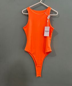 UNUSED Vibrant Orange High Neck Bodysuit