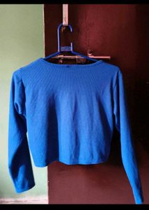 combo of two white puff sleeve and blue ribbed top