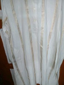Elegant White Kurta with Gold Trim