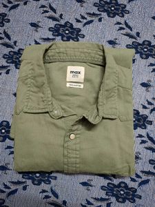Men's Casual Olive Green Denim Shirt