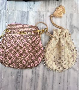 Set of 2 Beaded Indian Potli Bags