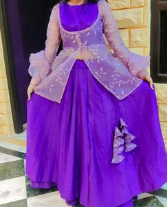 Beautiful Organza Jacket N Frill Duptta Lehnga Set