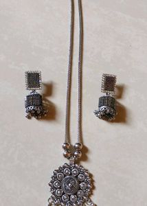 Oxidized Silver Necklace &amp; Earrings Set