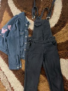 Denim Overalls & Jacket Set