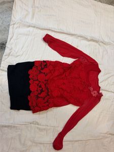 Red Lace Long Sleeve Dress