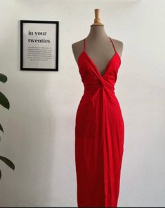 Zara Red linen Dress