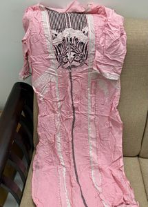 Pink Kurta with Black and White Print
