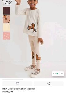 ✅🆓H&amp;M Girls 5 pack printed leggings