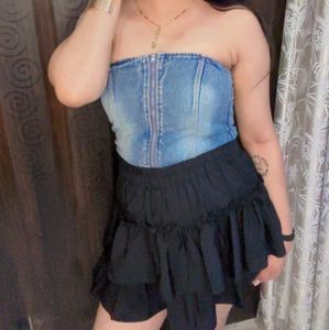 Denim Corset Top with Zippers
