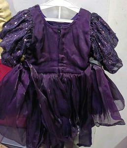 Girls Purple Sequin Party Dress