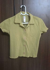 Cute Collared Button-Up Crop Top