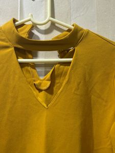 Mustard Cutout Long Sleeve Top