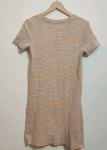 Yellow &amp; Black Striped Casual Dress For 34 Bust