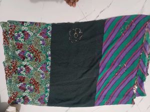 Vibrant Striped Saree with Sequins
